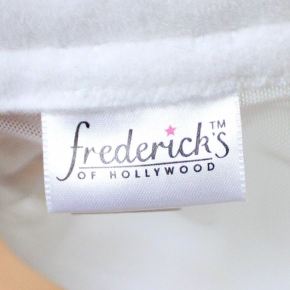 Fredericks of Hollywood Bustier Size 38 Garter Straps White Blue Ribbons B49 - Picture 14 of 14